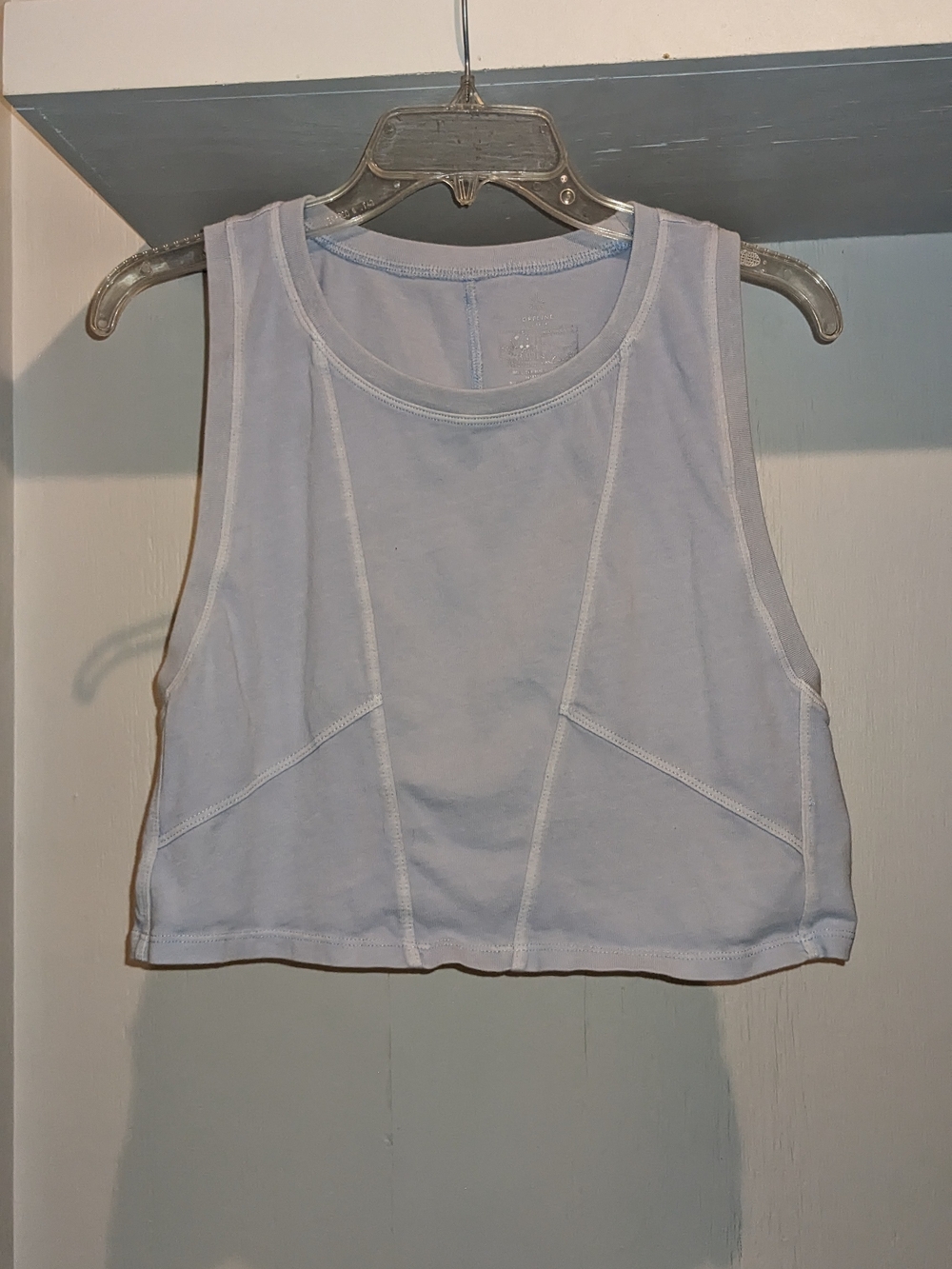 Offline By Aerie Sky Powder Blue Cropped Tank with Panel Stitching Gorpcore Hike